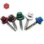 Colored Zinc Hexagon Self-Drilling Screws DIN7504 With Transparent Rubber Washer Drywall screws Tornillo para techos fasteners