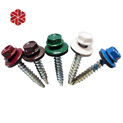 Colored Zinc Hexagon Self-Drilling Screws DIN7504 With Transparent Rubber Washer Drywall screws Tornillo para techos fasteners